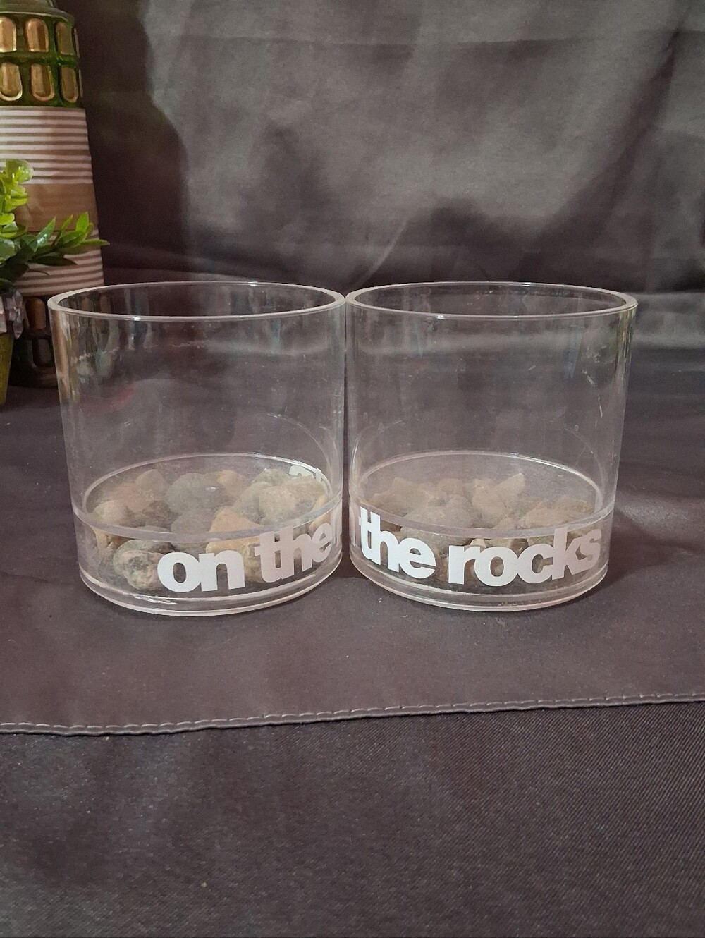Vintage HOWW Mfg "On The Rocks" Acrylic Glasses - Set of 2 Novelty Barware